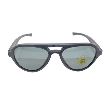 Wood& Black Aviator Wood-Frame Full Rim Sunglasses