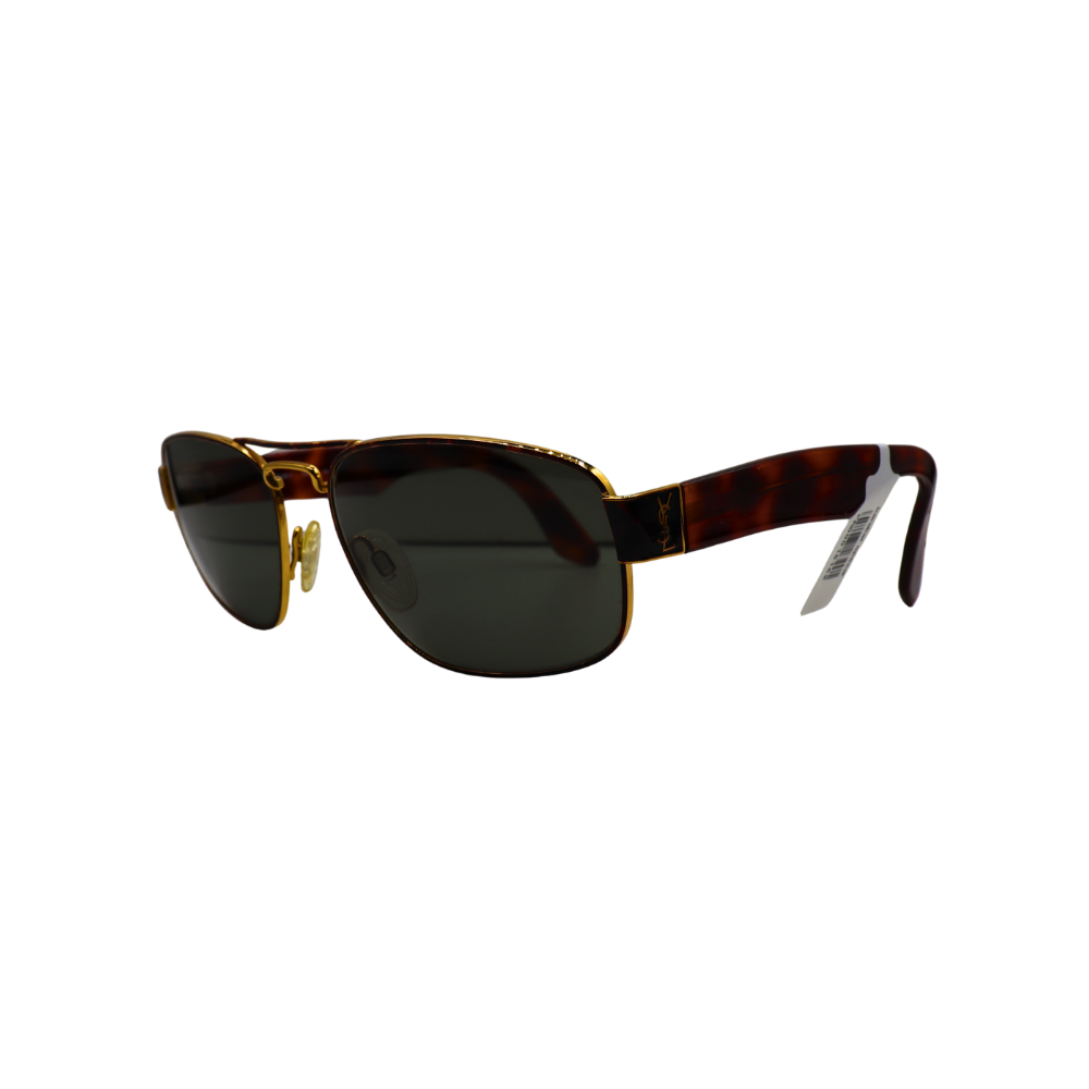 Yves Saint Laurent Brown Aviator Metal Full Rim Sunglasses 6001