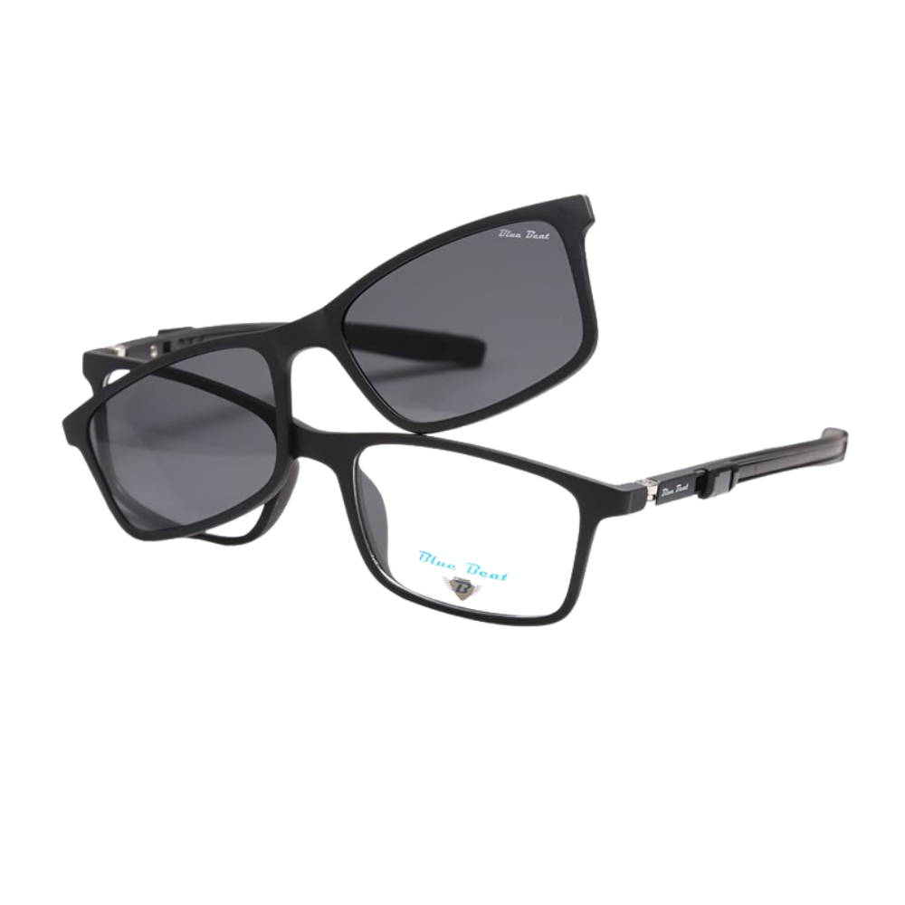 BlueBeat Kids by Barakat Rectangle Black Sunglasses 2-in-1