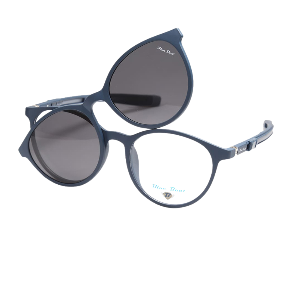 BlueBeat Kids Cat-Eye Blue Clip-On Eyeglasses 2-in-1