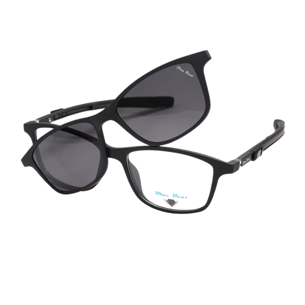 BlueBeat Kids by Barakat Rectangle Black Sunglasses 2-in-1