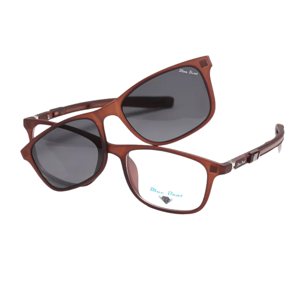 BlueBeat Kids by Barakat Rectangle Brown Sunglasses 2-in-1