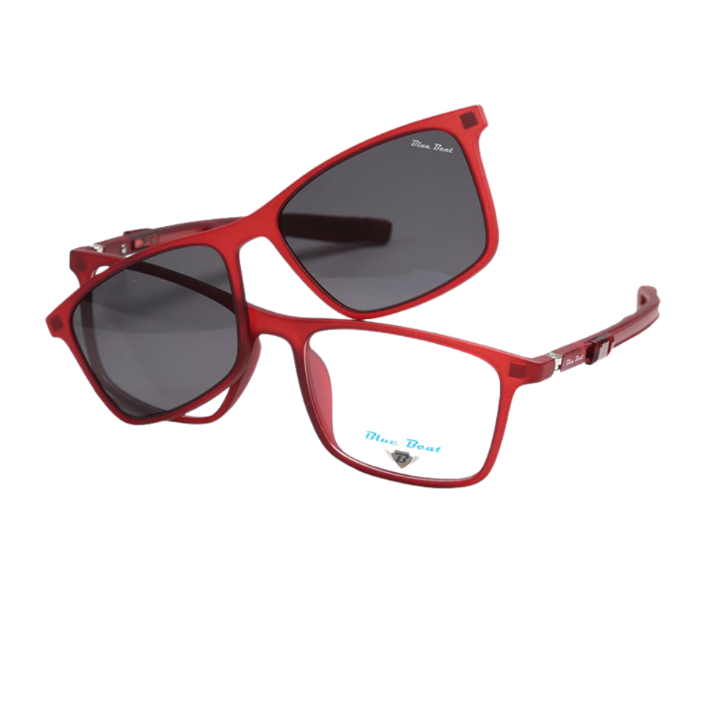 BlueBeat Kids Red Clip-On Eyeglasses 2-in-1