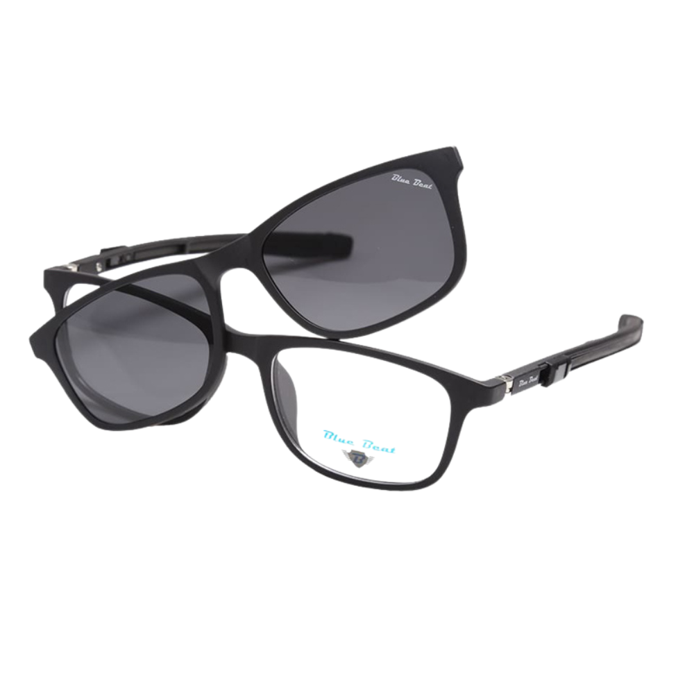 BlueBeat Kids by Barakat Rectangle Black Sunglasses 2-in-1