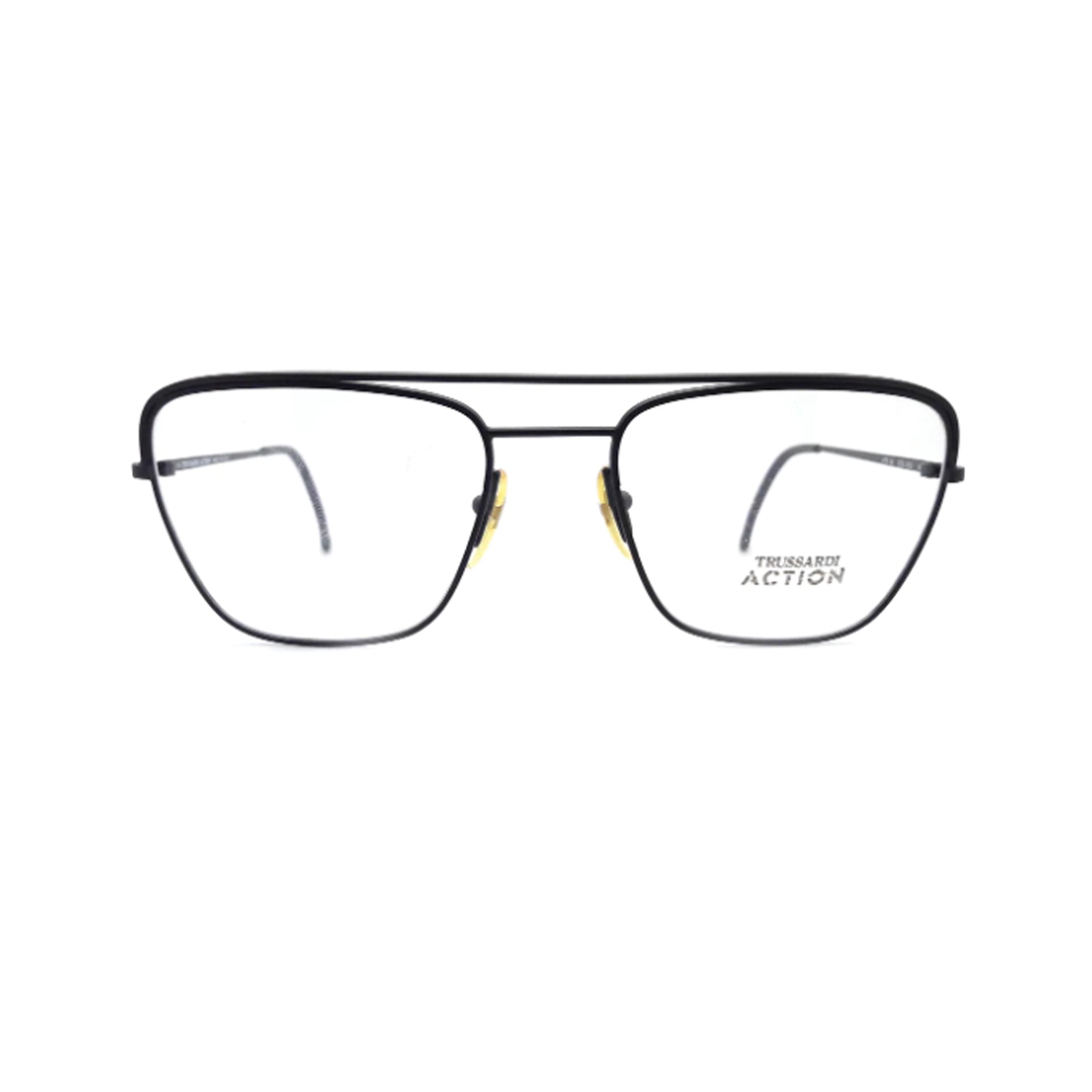 Trussardi Action Black Aviator Metal Full Rim Eyeglasses. Made in Italy ACTION-36 010