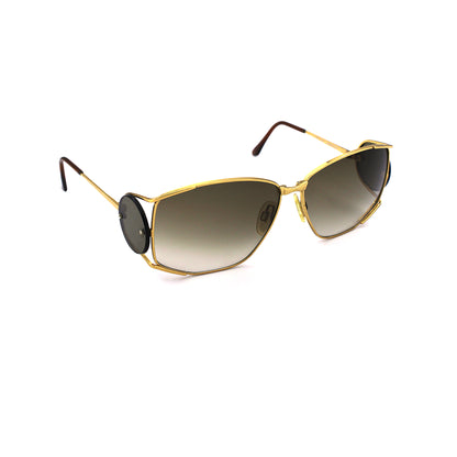 Yves Saint Laurent Gold Irregular Metal Full Rim Sunglasses 6002