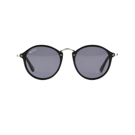 Blue Beat Unisex Round Black Acetate Full Rim Sunglasses