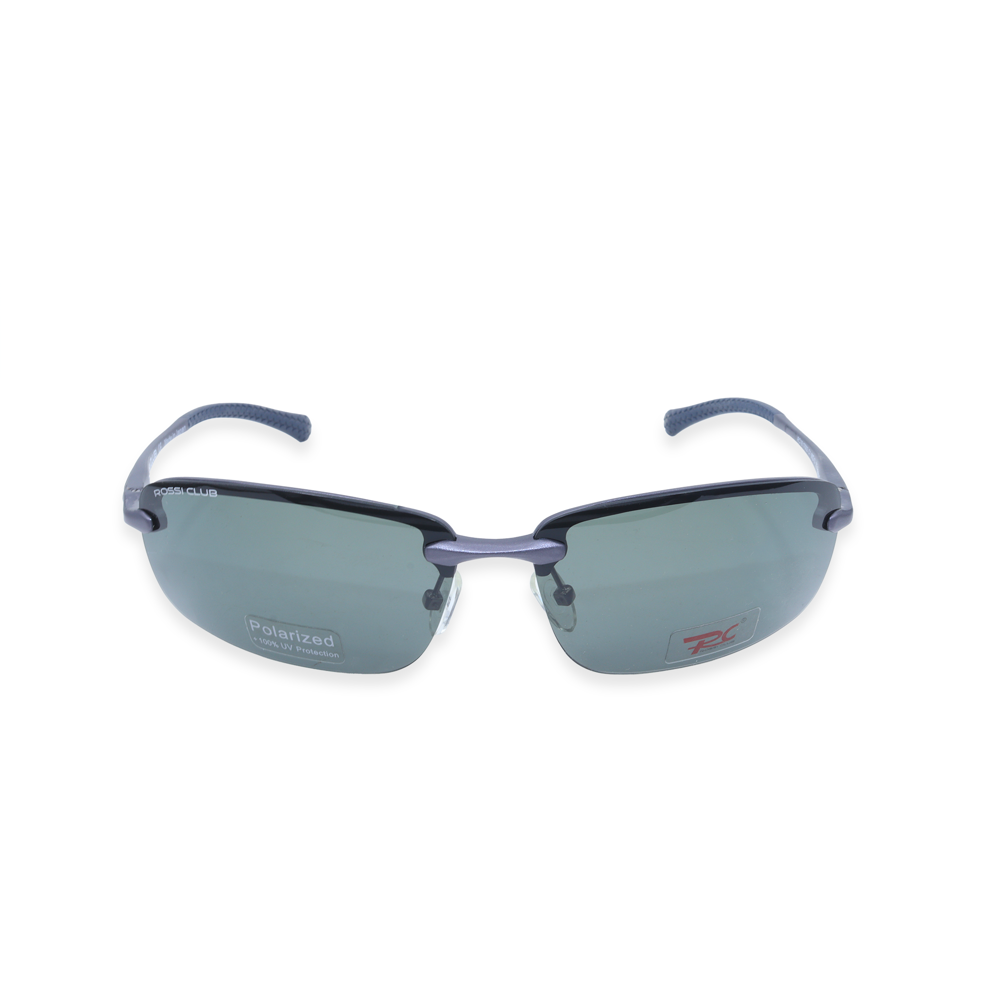 Rossi Club Gray Rectangle Metal Full Rim Sunglasses