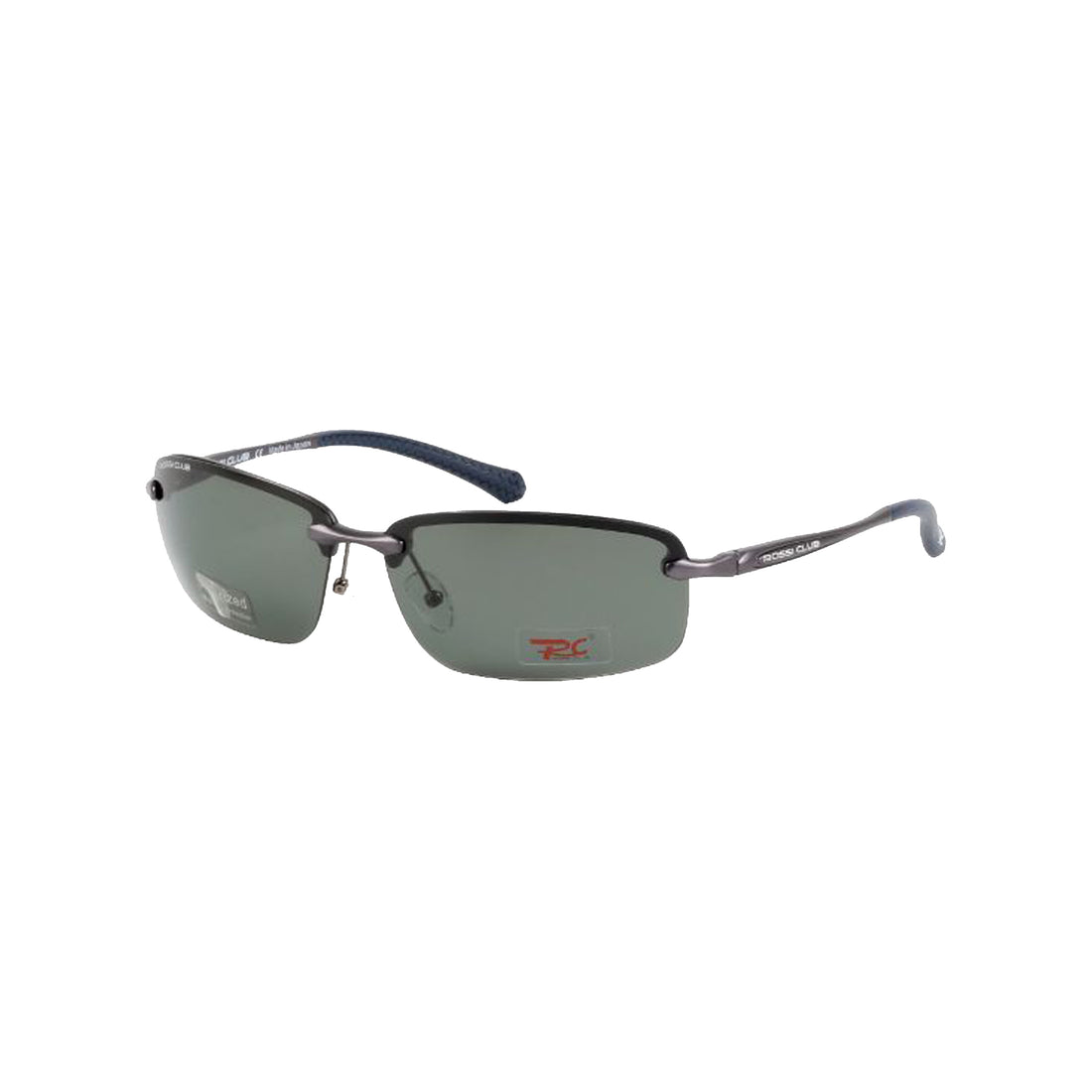 Rossi Club Gray Rectangle Metal Full Rim Sunglasses