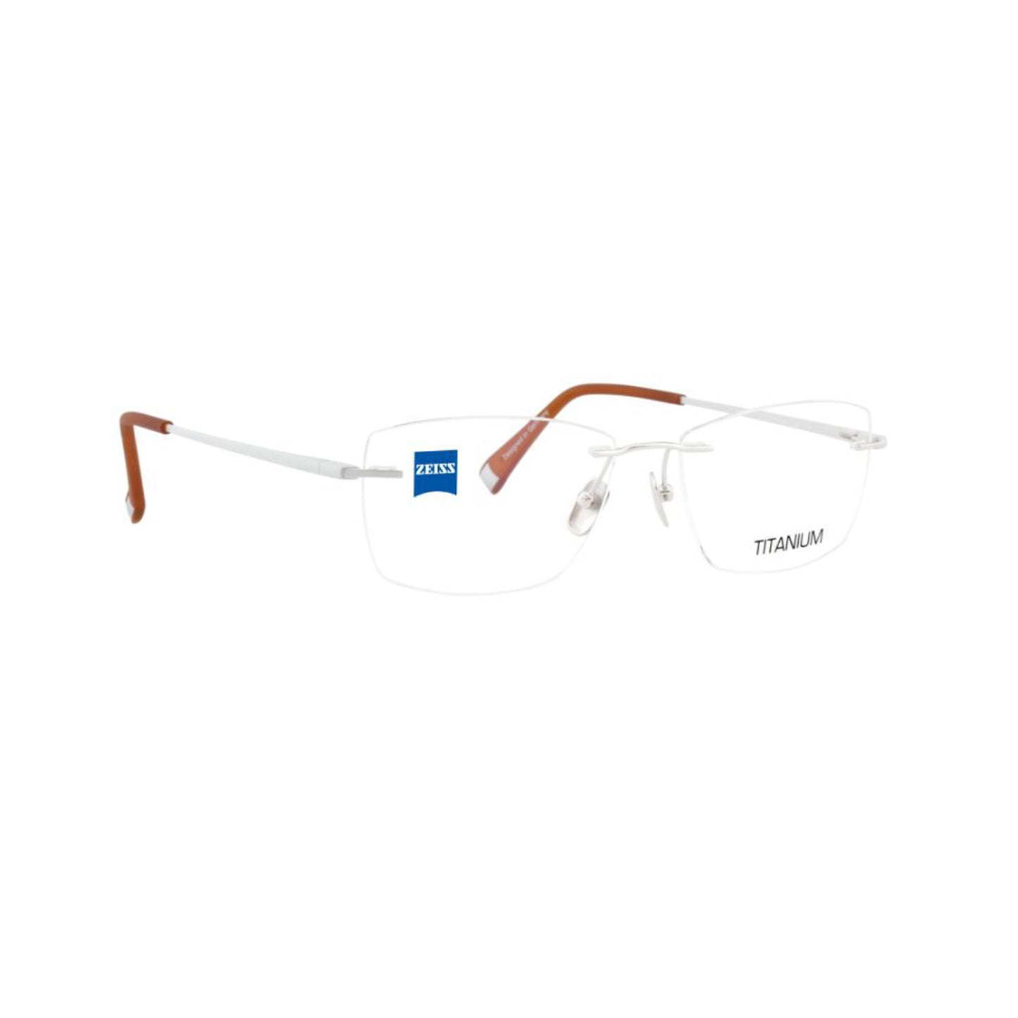 Zeiss Eyewear Silver Square Metal Rimless Eyeglasses. Made in Germany ZS50005-Y17