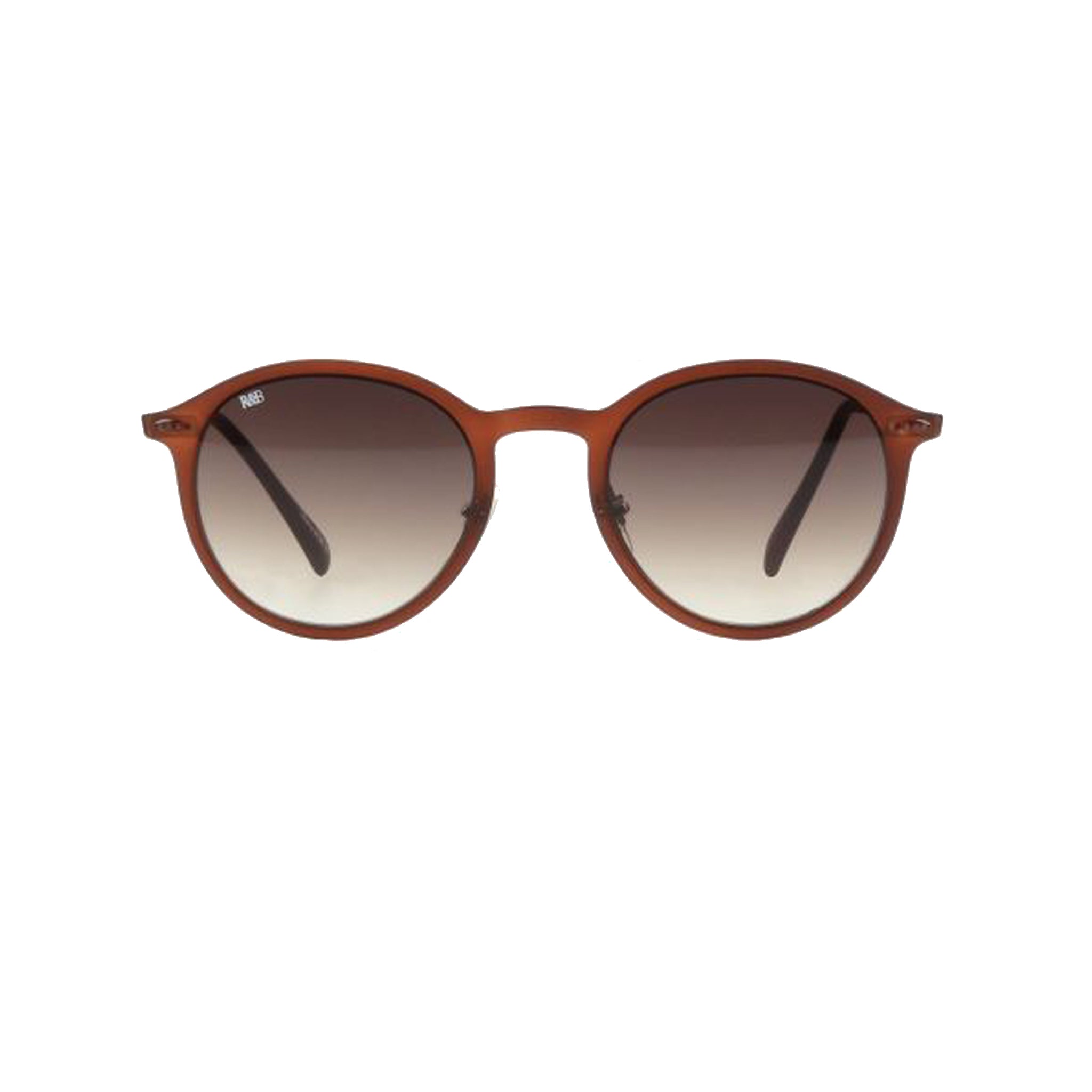 R&amp;B Round Brown Acetate Full Rim Sunglasses