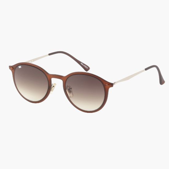 R&B Round Brown Acetate Full Rim Sunglasses