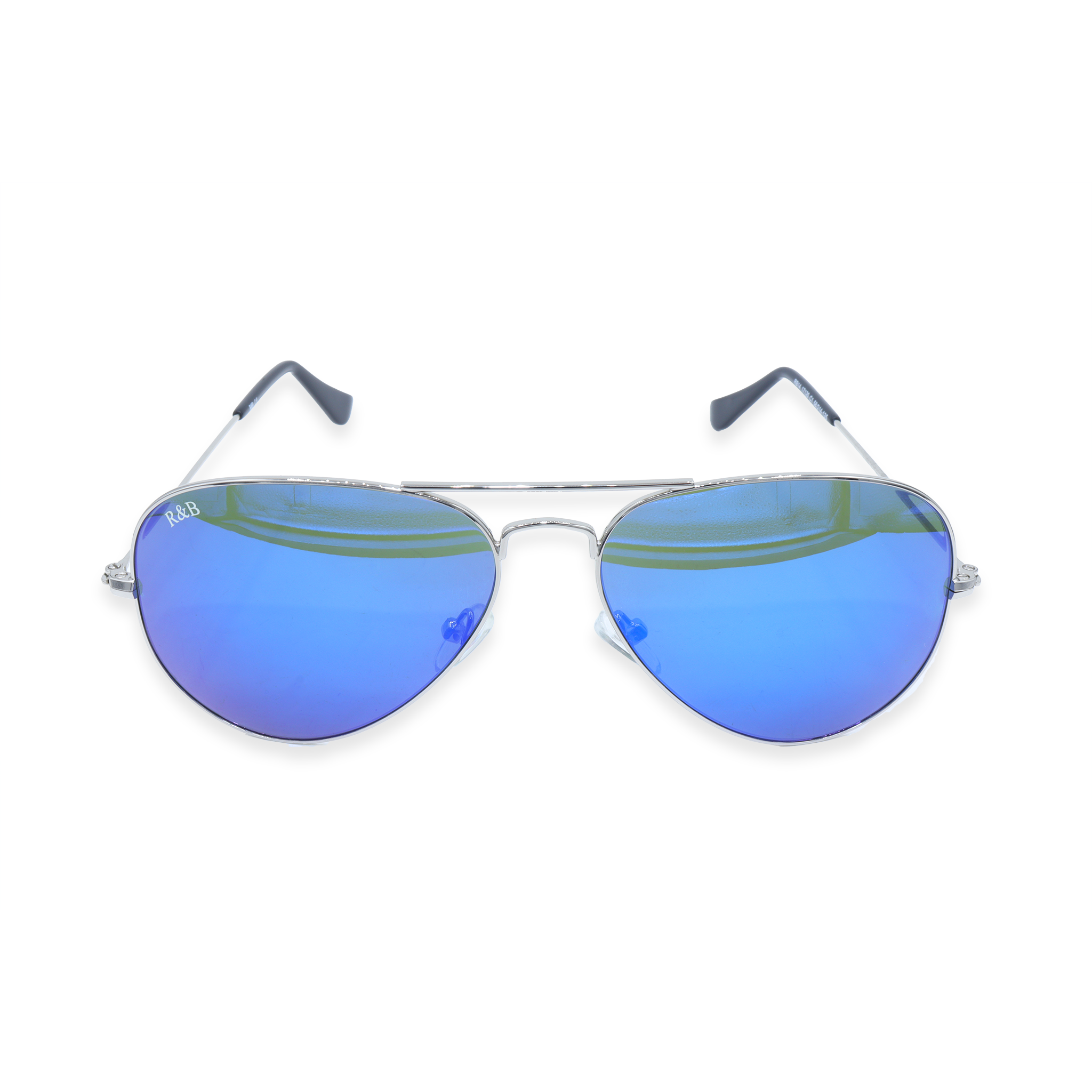 R&amp;B Aviator Silver Metal Full Rim Sunglasses