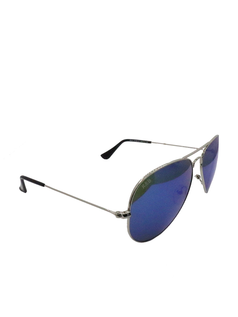 R&B Aviator Silver Metal Full Rim Sunglasses