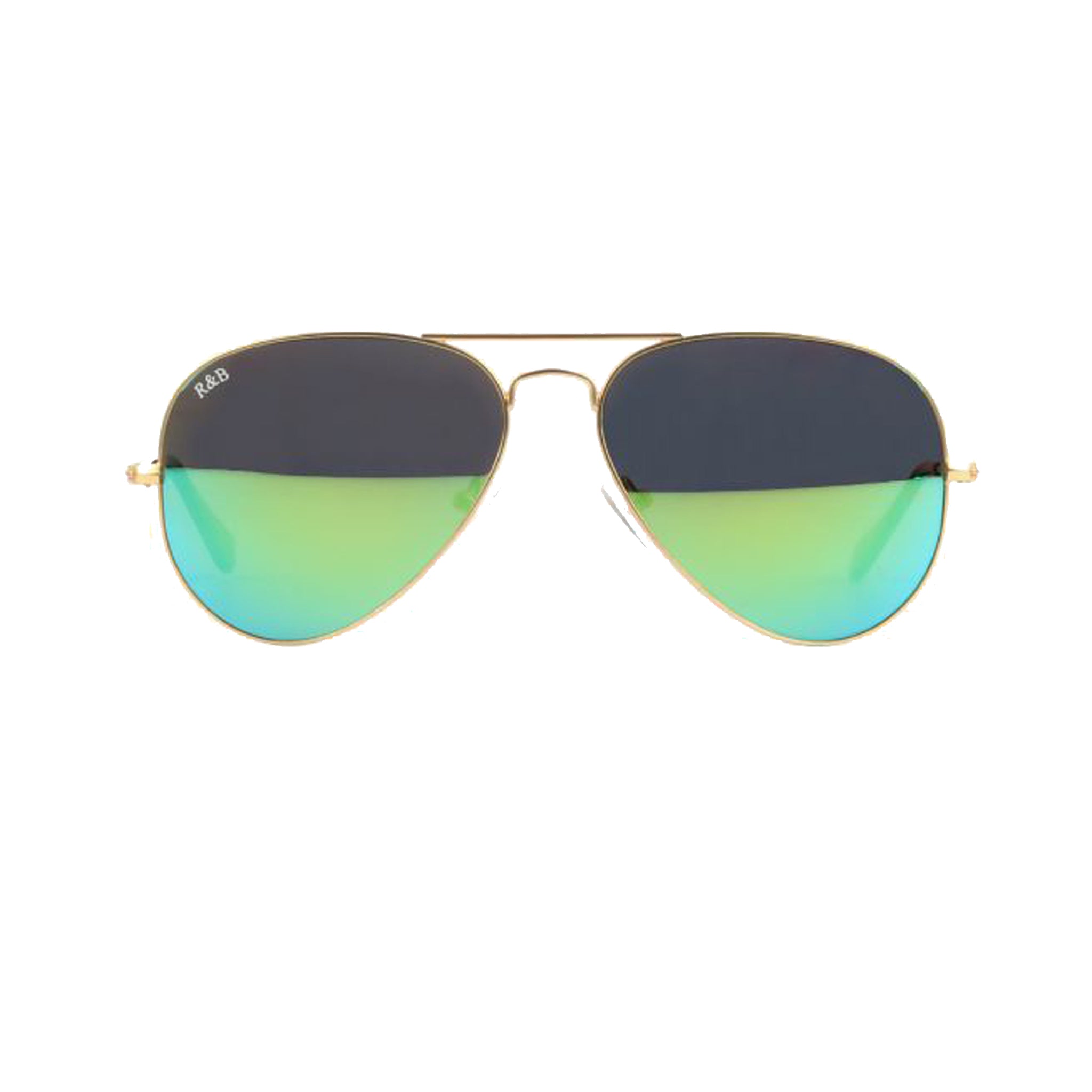 R&amp;B Aviator Gold Metal Full Rim Sunglasses