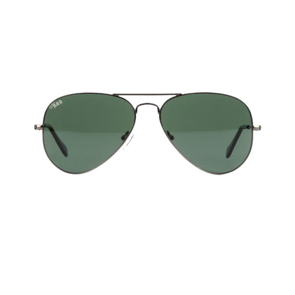 R&B Aviator Grey Metal Full Rim Sunglasses
