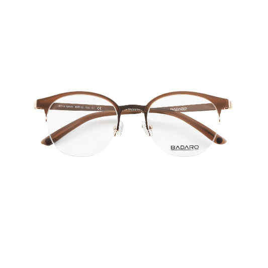 Badaro Brown Round Metal Half Rim Eyeglasses
