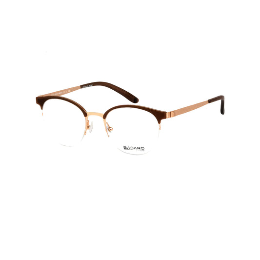 Badaro Brown Round Metal Half Rim Eyeglasses