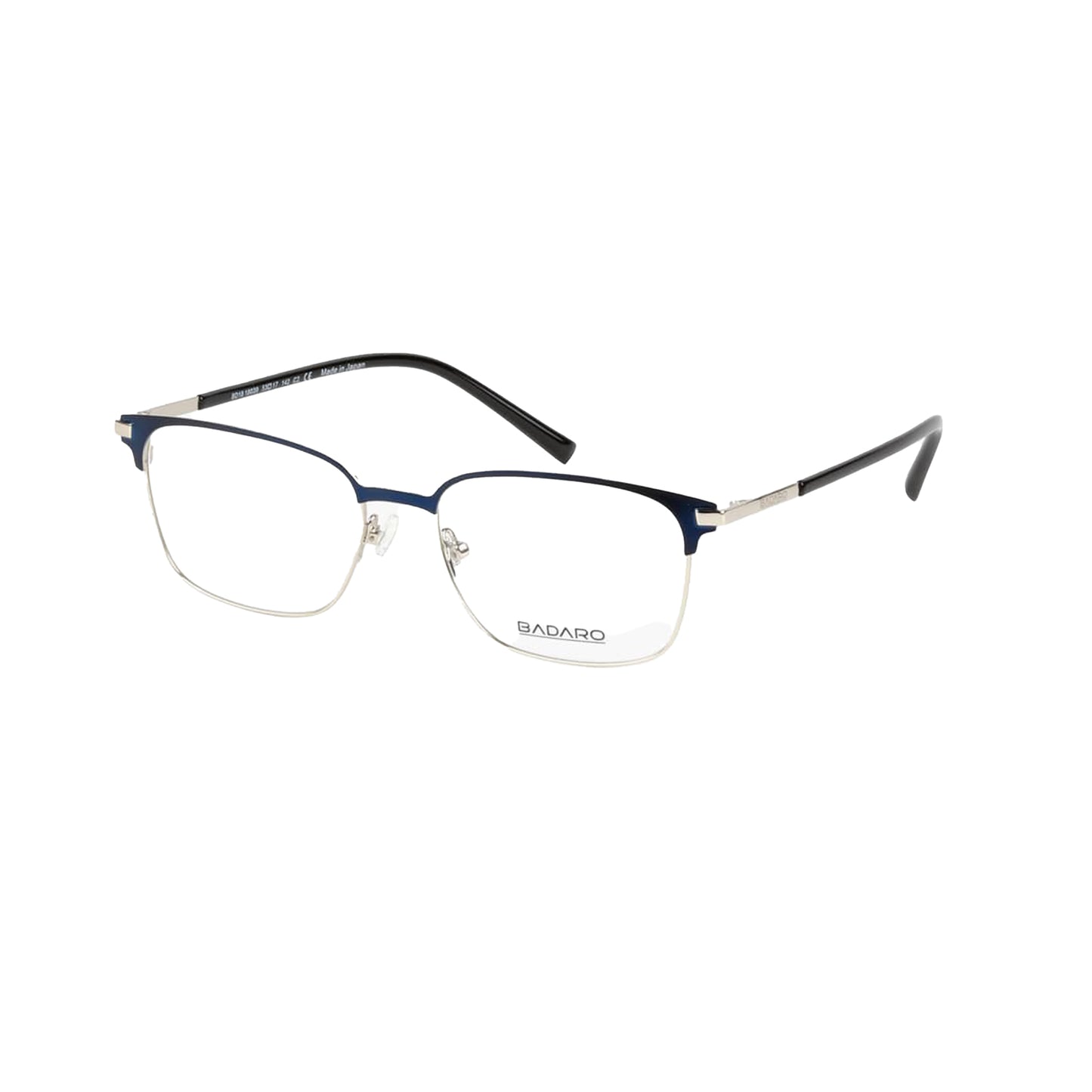 Badaro Men Square Blue Metal Full Rim Eyeglasses