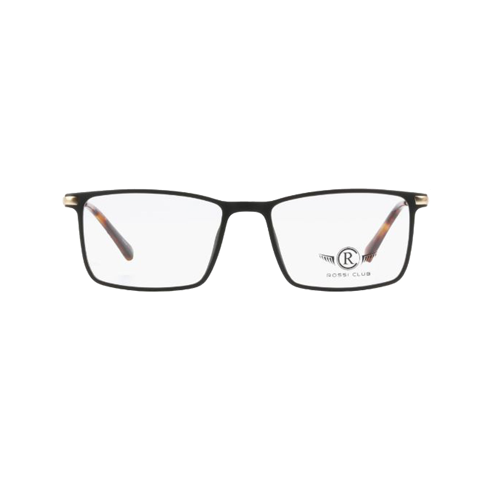 Rossi Club Black Rectangle Acetate Full Rim Eyeglasses