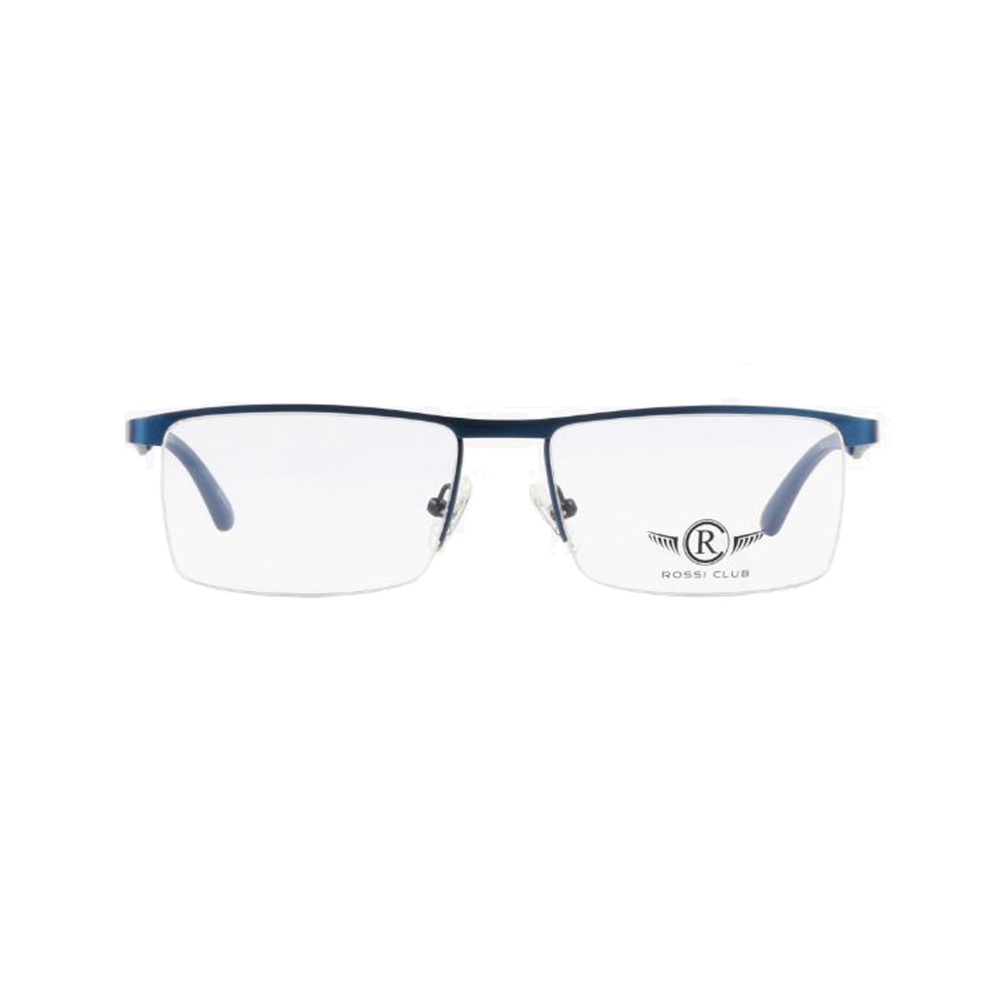 Rossi Club Blue Rectangle Metal Half Rim Eyeglasses