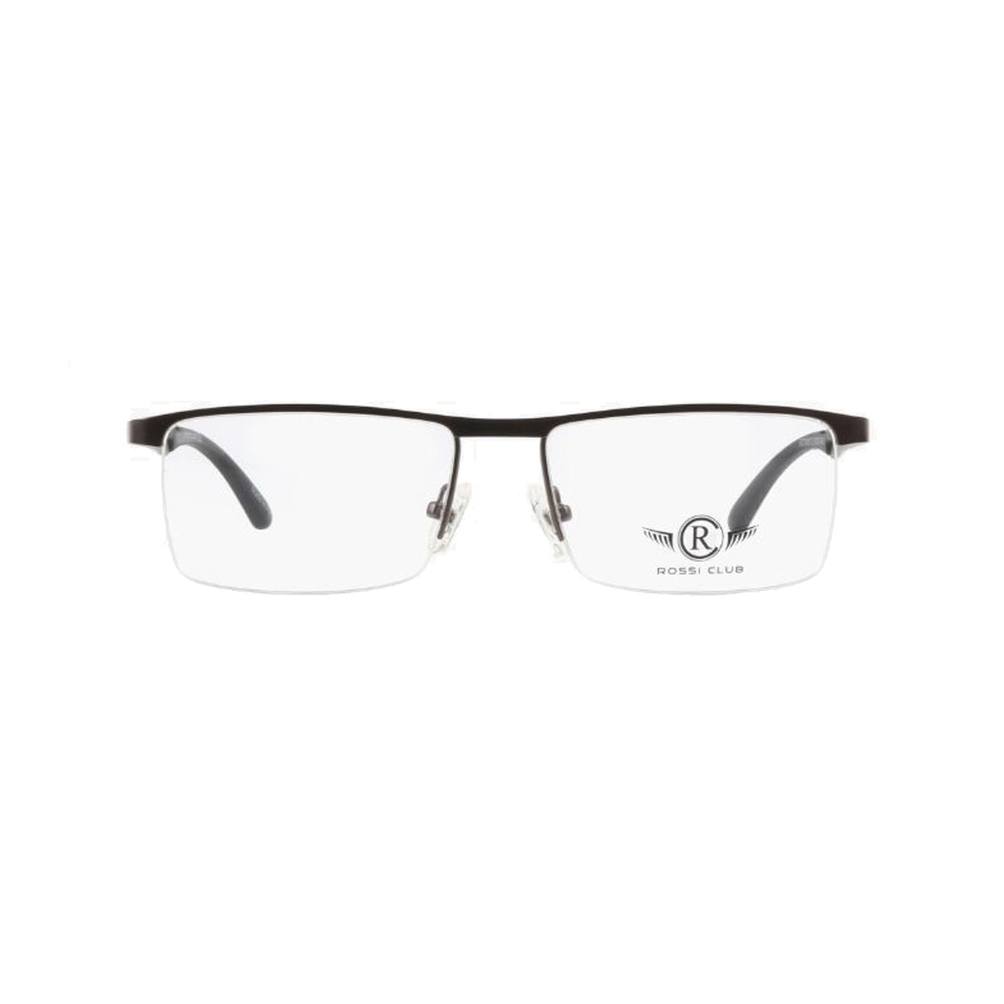 Rossi Club Black Rectangle Metal Half Rim Eyeglasses