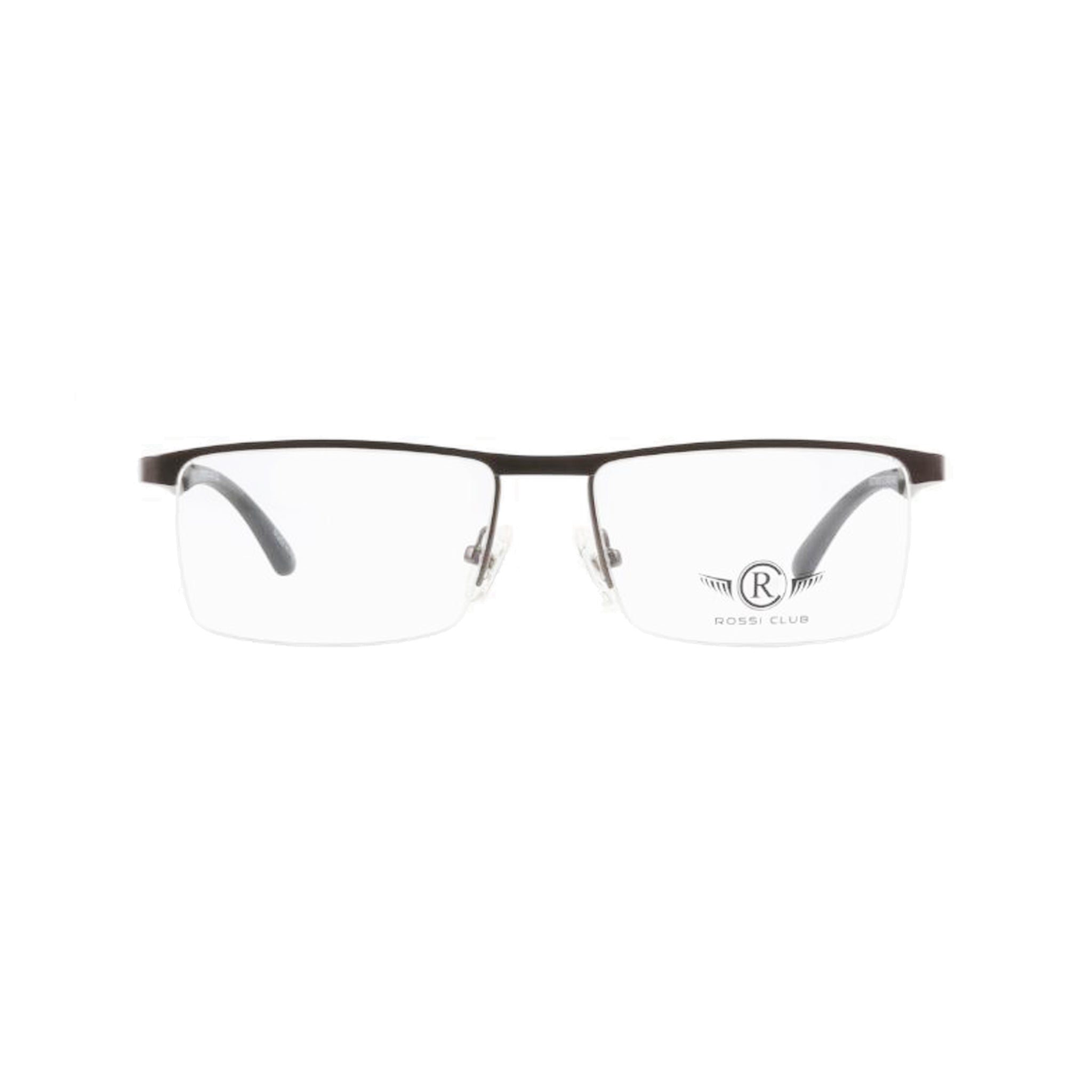 Rossi Club Gray Rectangle Metal Half Rim Eyeglasses