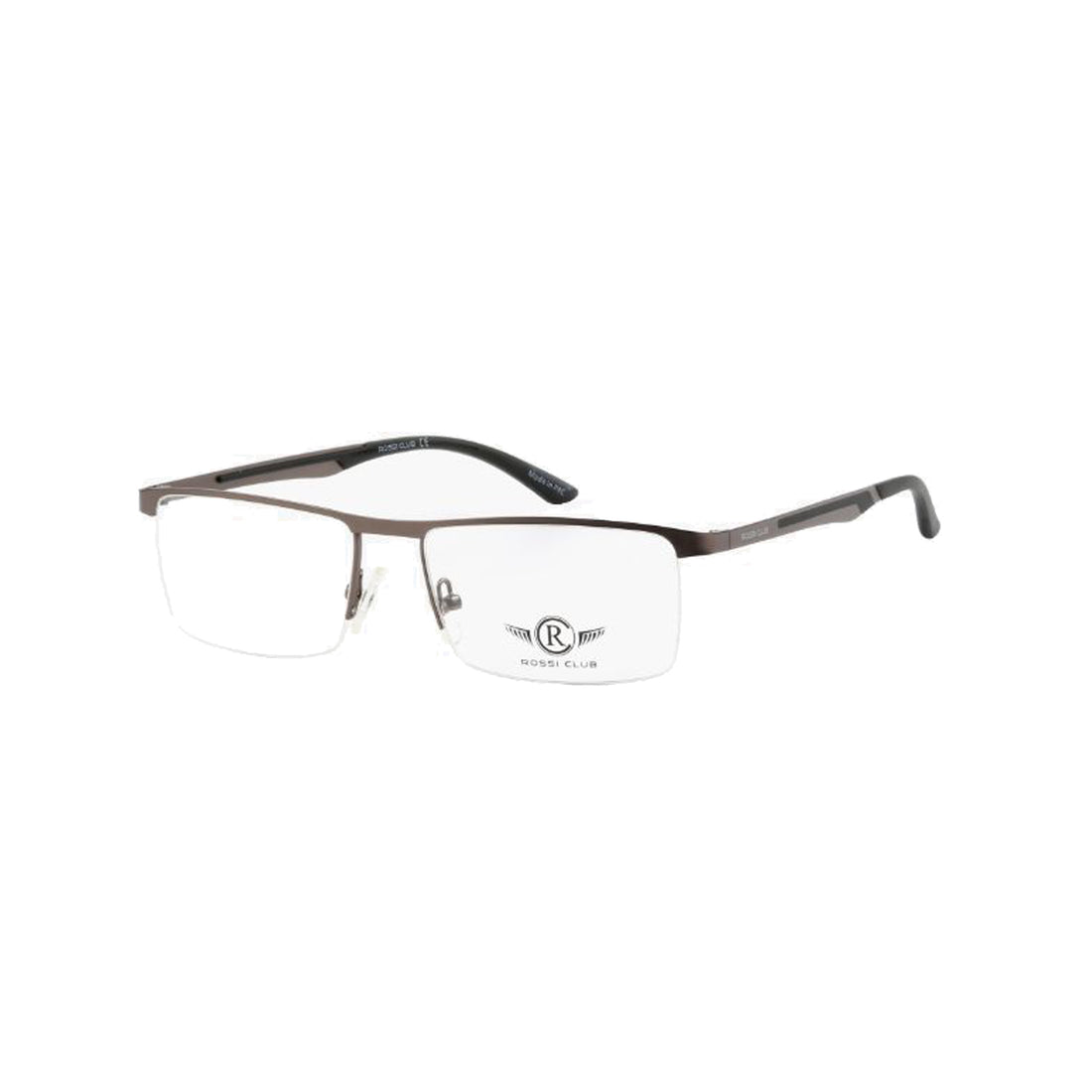 Rossi Club Gray Rectangle Metal Half Rim Eyeglasses