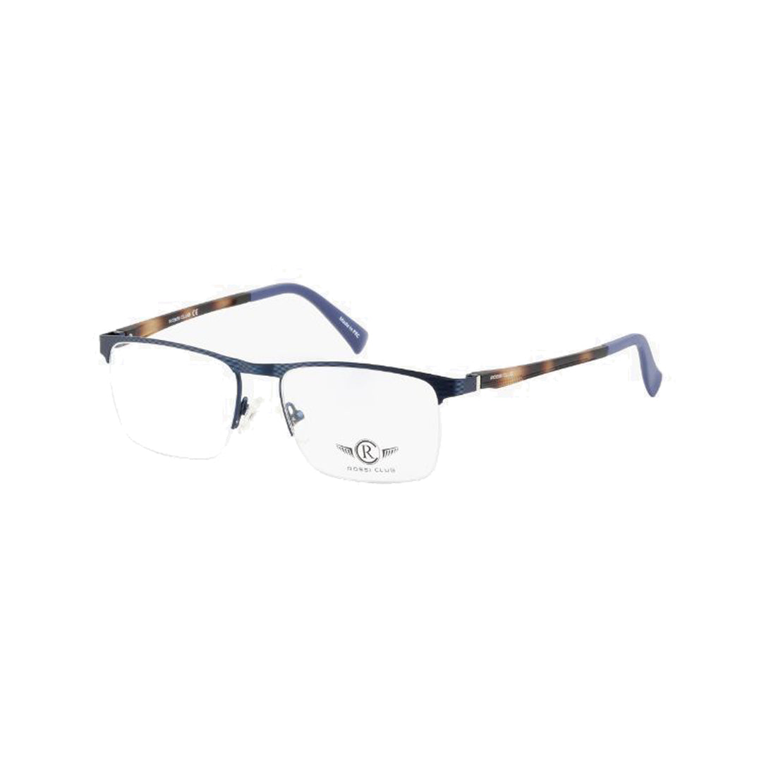 Rossi Club Blue Square Metal Half Rim Eyeglasses