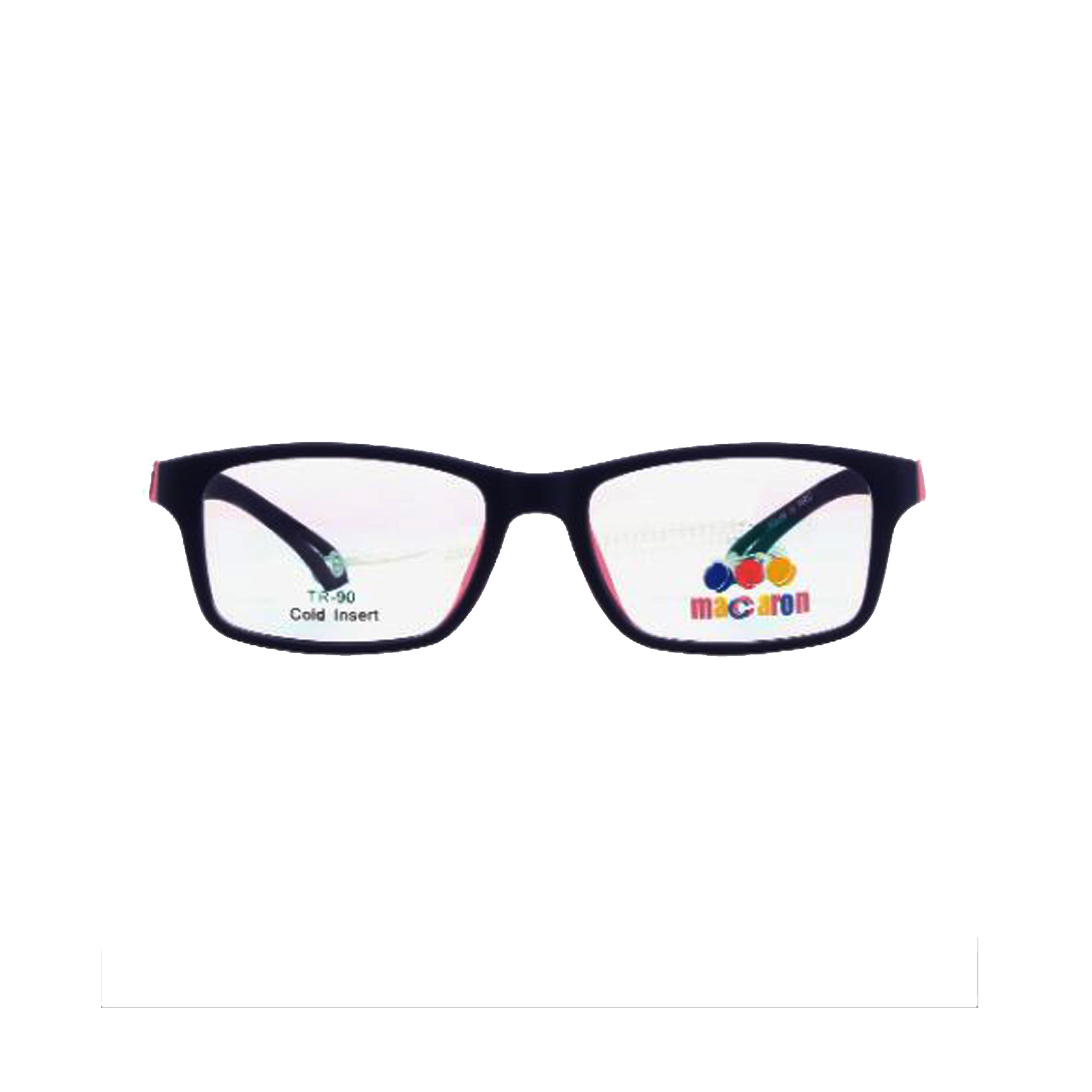 Macaron Black Rectangle Acetate Full Rim Eyeglasses for Kids