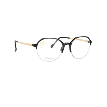 Stepper Titanium Black Round Acetate Half Rim Eyeglasses. Made in Germany SI20114-Y22