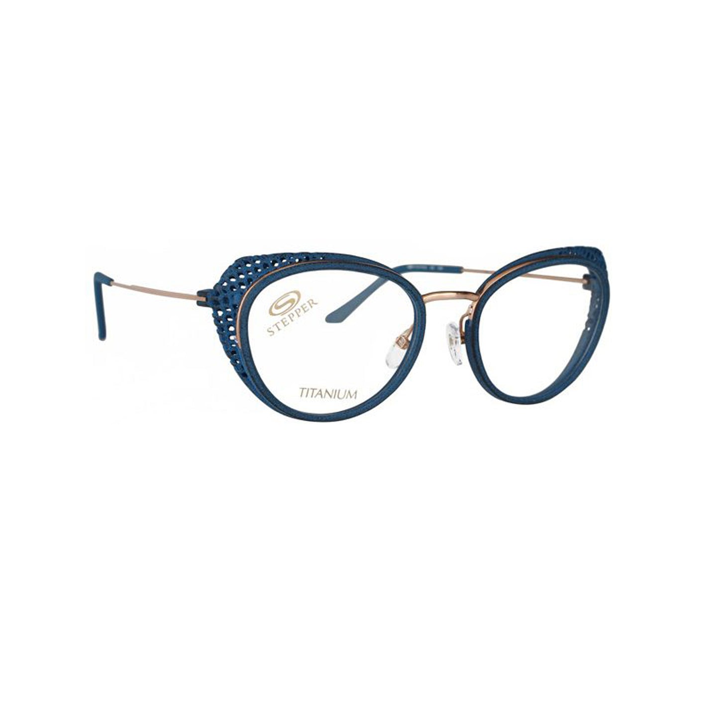 Stepper Titanium Blue Cat-eye Acetate Full Rim Eyeglasses. Made in Germany SI50238-Y22 F051