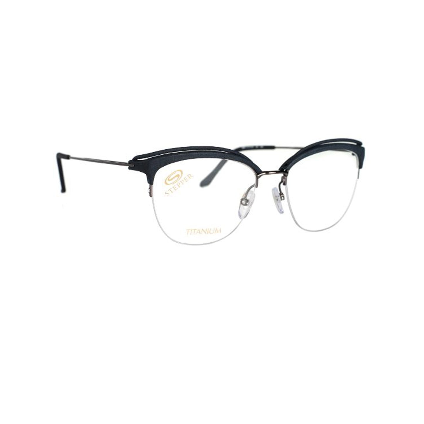 Stepper Titanium Black Cat-eye Metal Half Rim Eyeglasses. Made in Germany SI50237-Y22