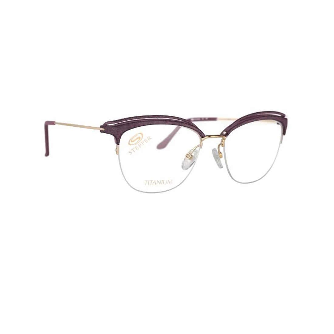 Stepper Titanium Red Cat-eye Metal Half Rim Eyeglasses. Made in Germany SI50237-Y22 - Barakat Optical