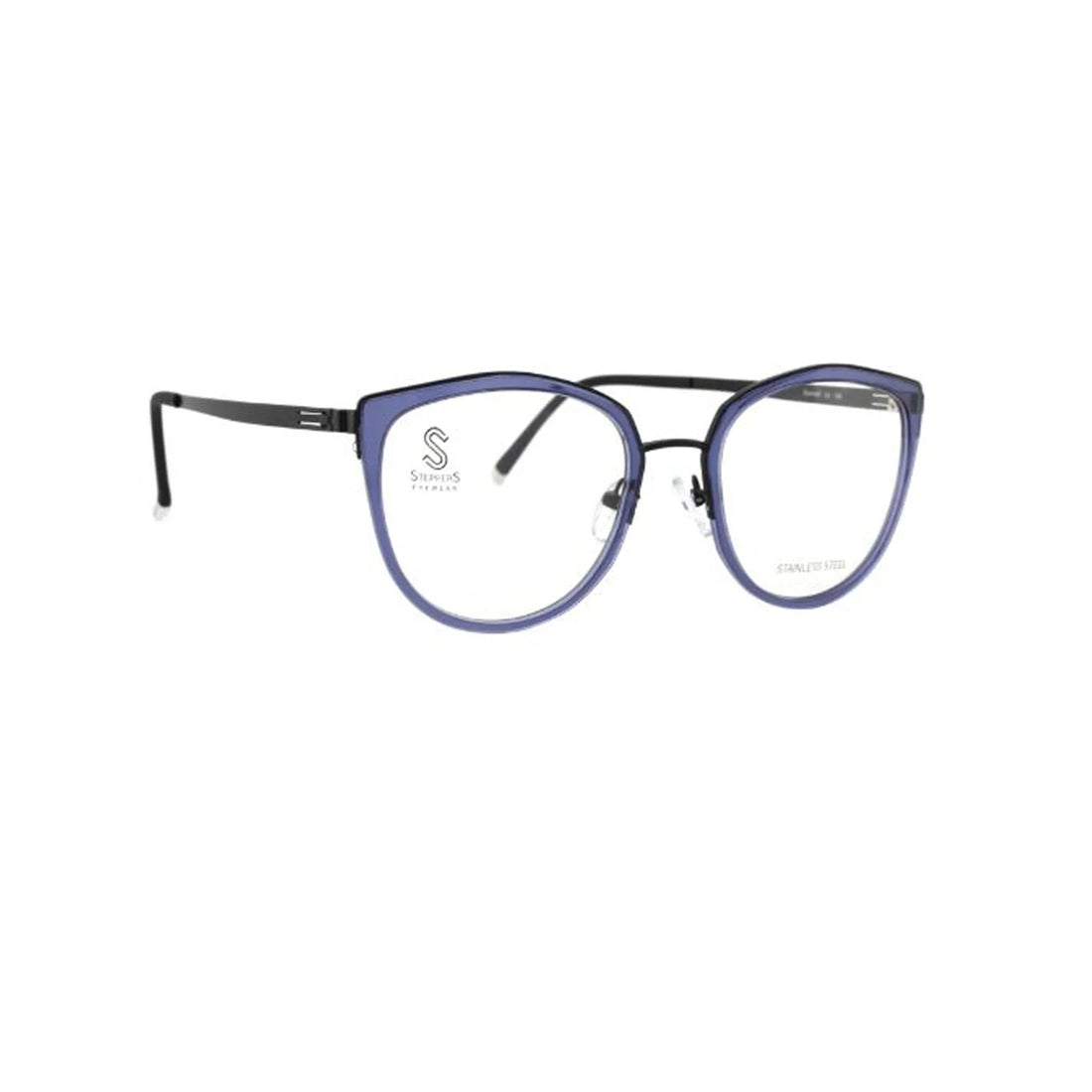 Stepper Titanium Blue Cat-eye Acetate Full Rim Eyeglasses. Made in Germany STS40205-Y22 - Barakat Optical