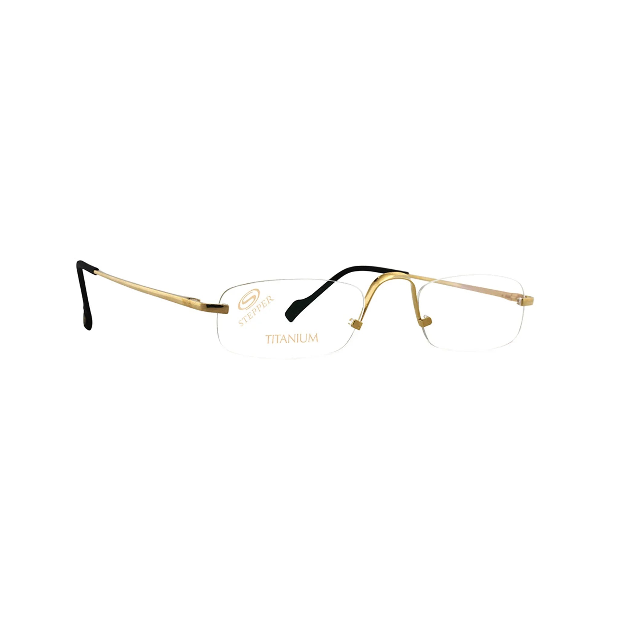 Stepper Titanium Gold Rectangle Metal Rimless Eyeglasses. Made in Germ