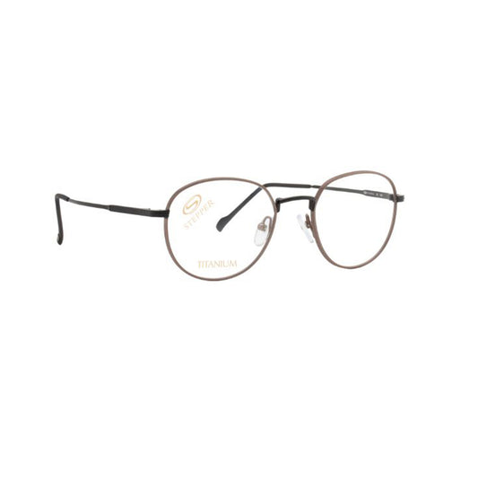 Stepper Titanium Brown Round Metal Full Rim Eyeglasses. Made in Germany SI60209-Y22