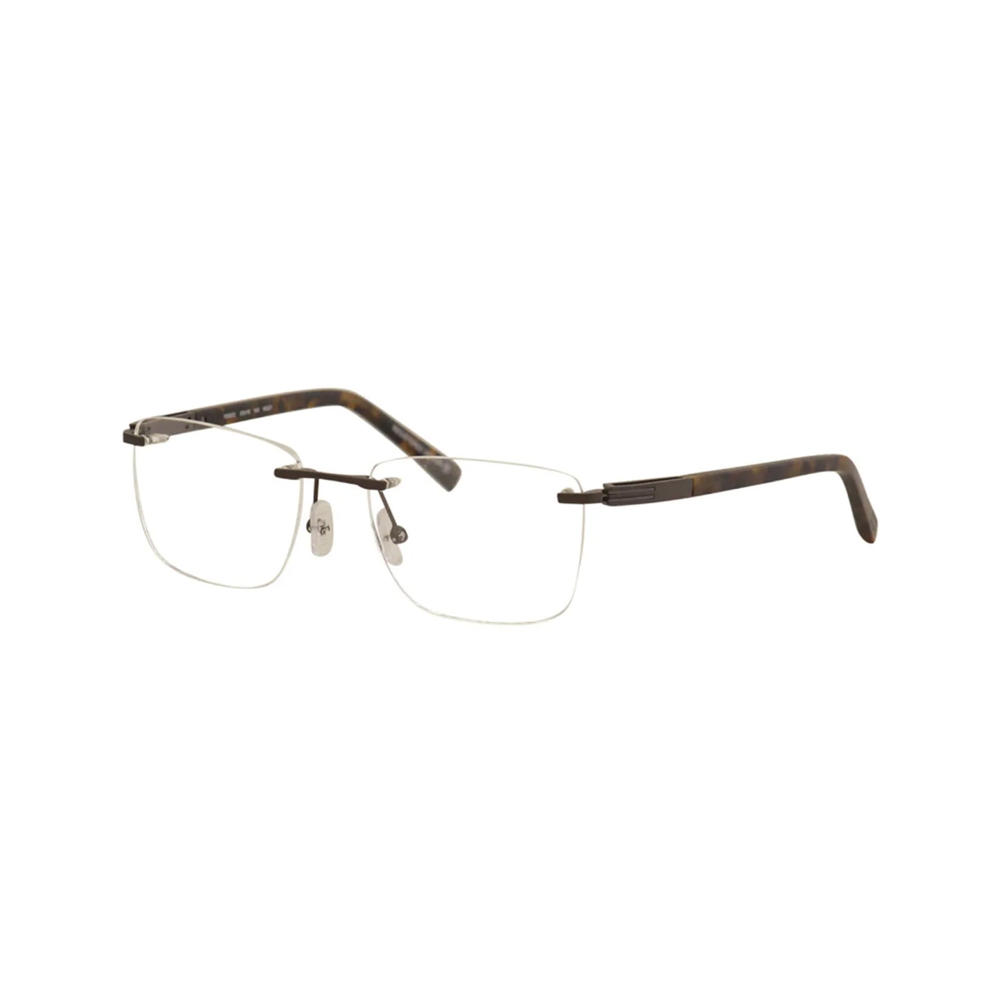 Oga By Morel Brown Square Acetate Rimless Eyeglasses. Made in France. 100920-Y22 MG21