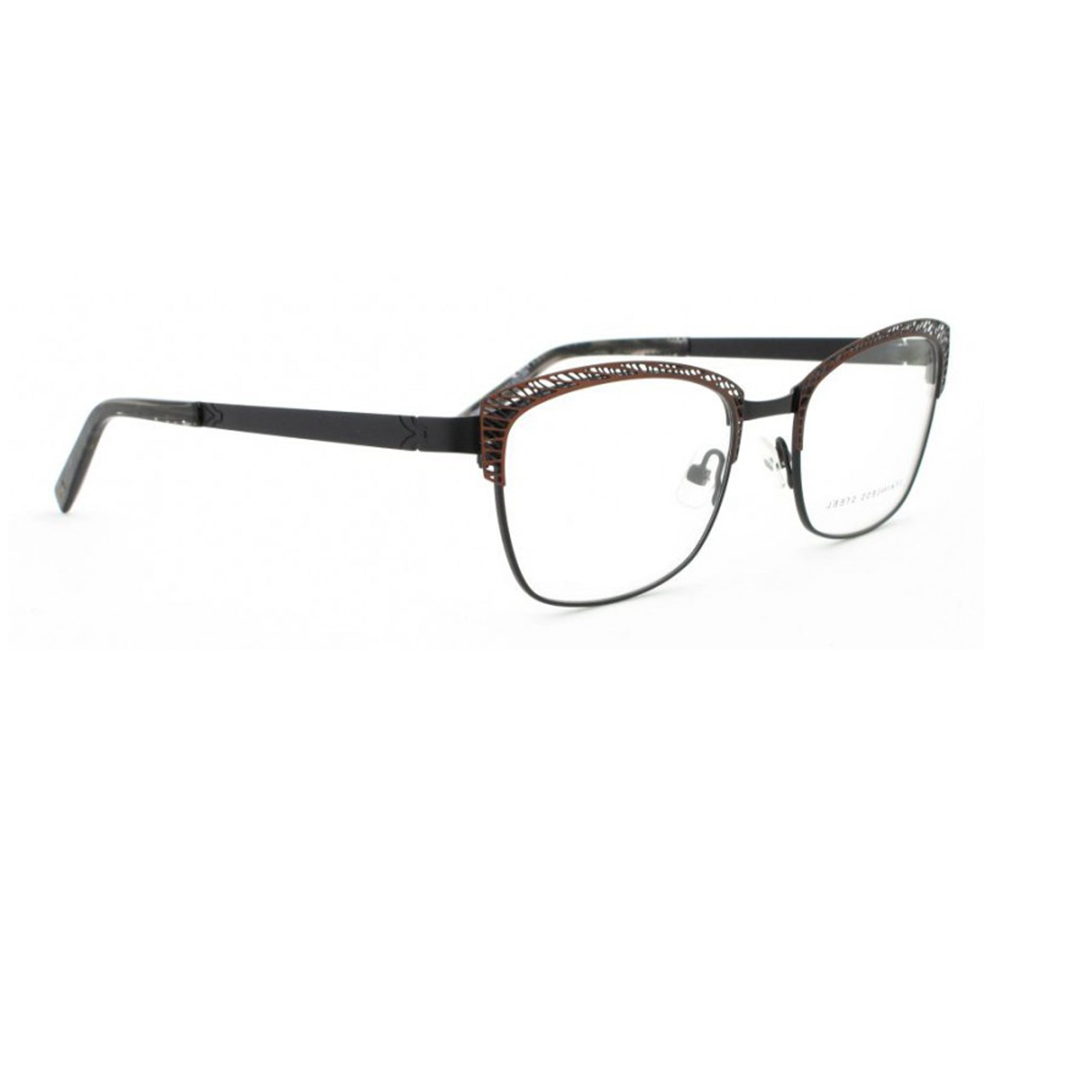 Koali By Morel Black Cat-eye Metal Full Rim Eyeglasses. Made in France 20014K