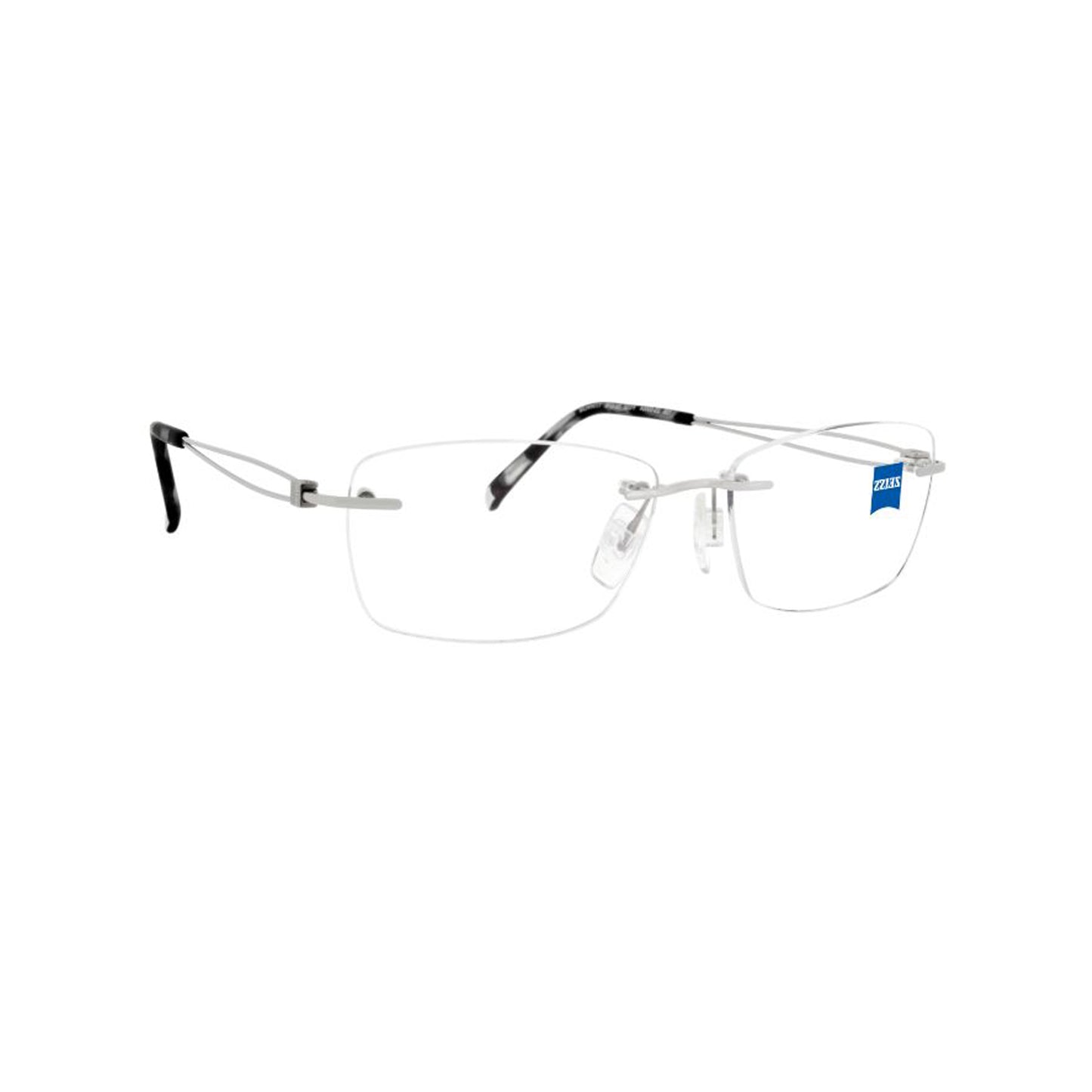 Zeiss Eyewear Silver Rectangle Metal Rimless Eyeglasses. Made in Germany ZS50004-Y22