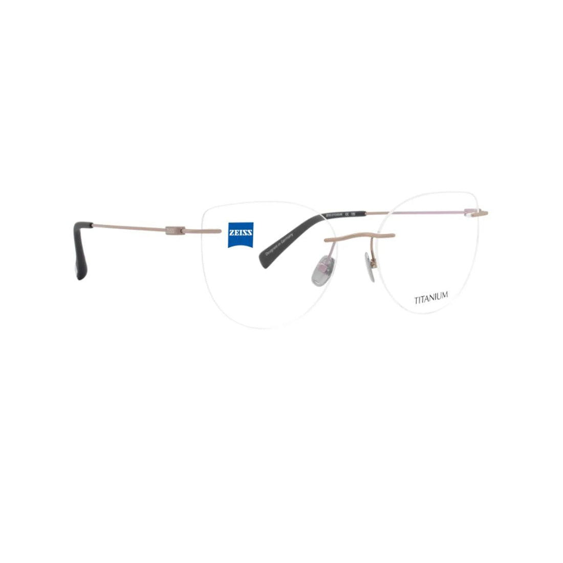 Zeiss Eyewear Gold Cat-Eye Metal Rimless Eyeglasses. Made in Germany ZS50007-Y22