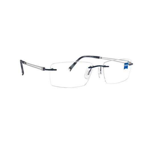 Zeiss Eyewear Blue Rectangle Metal Rimless Eyeglasses. Made in Germany ZS60002-Y22
