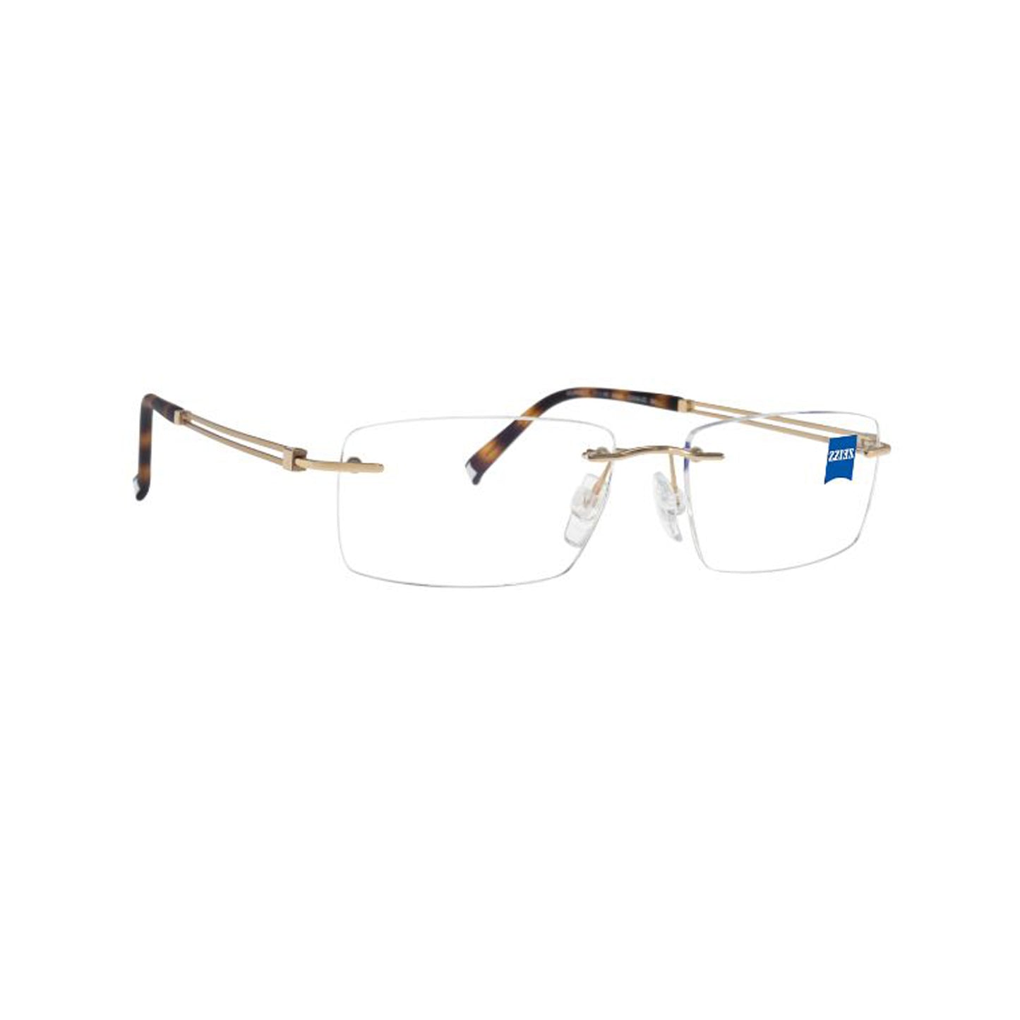 Zeiss Eyewear Gold Rectangle Metal Rimless Eyeglasses. Made in Germany ZS60002-Y22