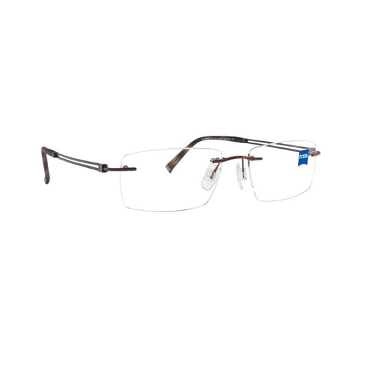 Zeiss Eyewear Brown Rectangle Metal Rimless Eyeglasses. Made in Germany ZS60002-Y22