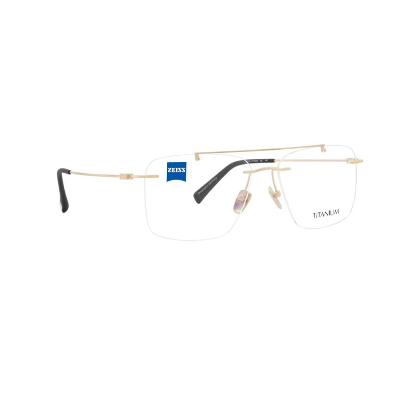 Zeiss Eyewear Gold Aviator Metal Rimless Eyeglasses. Made in Germany ZS60006-Y22