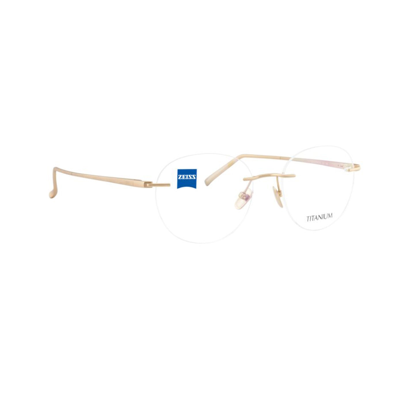 Zeiss Eyewear Gold Round Metal Rimless Eyeglasses. Made in Germany ZS60001-Y22