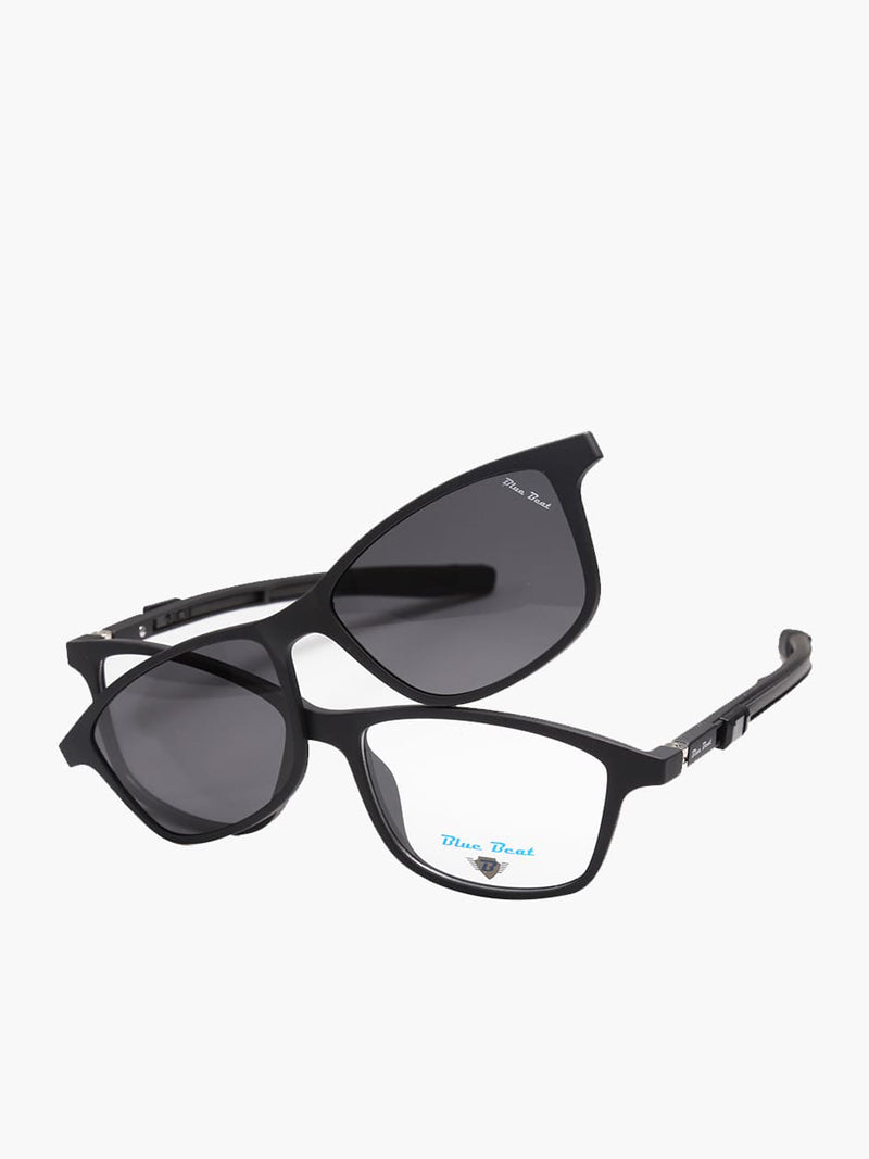 BlueBeat Kids by Barakat Rectangle Black Sunglasses 2-in-1