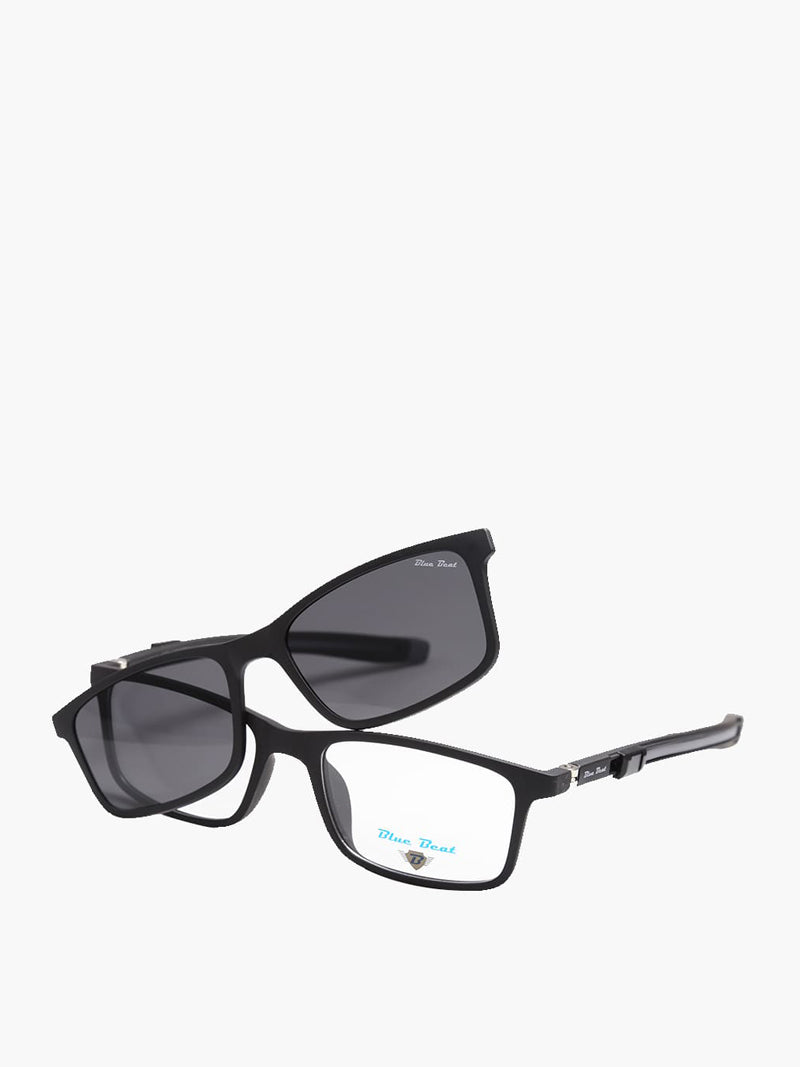 BlueBeat Kids by Barakat Rectangle Black Sunglasses 2-in-1