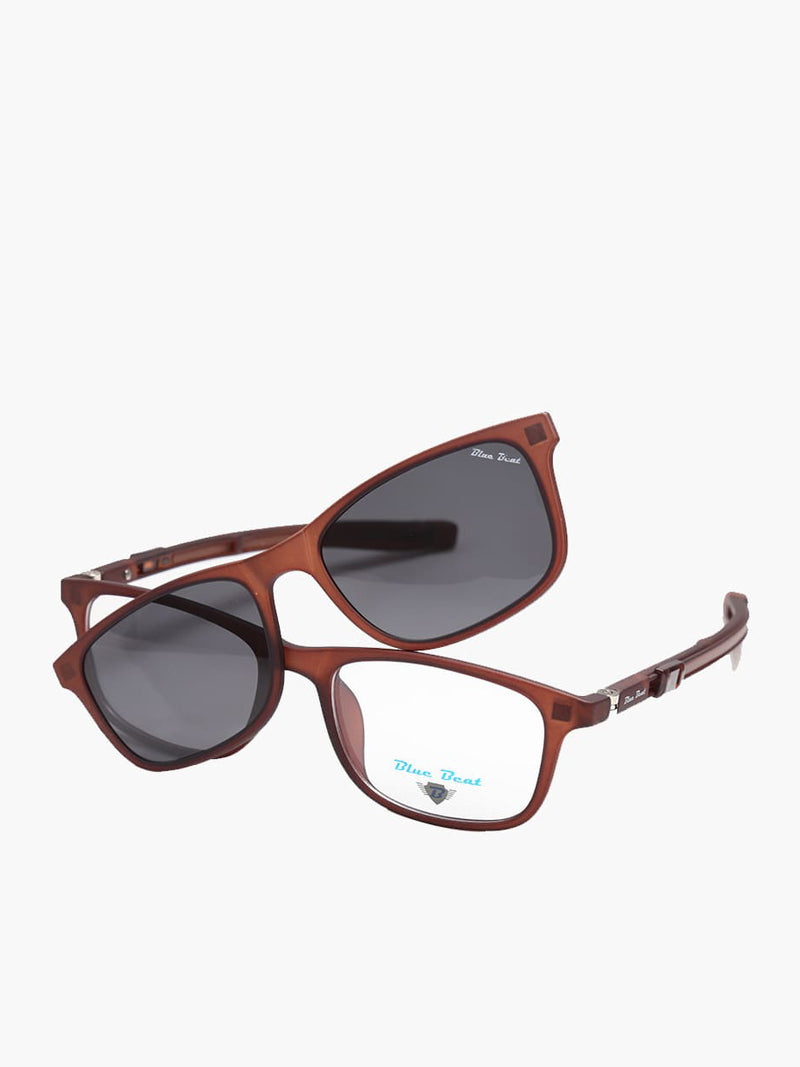 BlueBeat Kids by Barakat Rectangle Brown Sunglasses 2-in-1