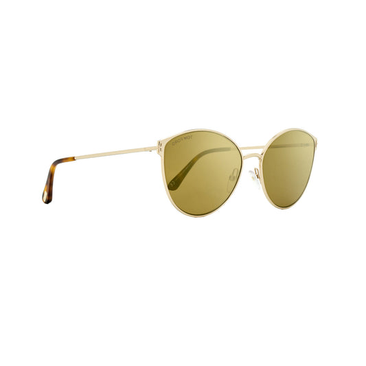 Tom Ford Gold Cat-Eye Metal Full Rim Sunglasses TF654-Y22